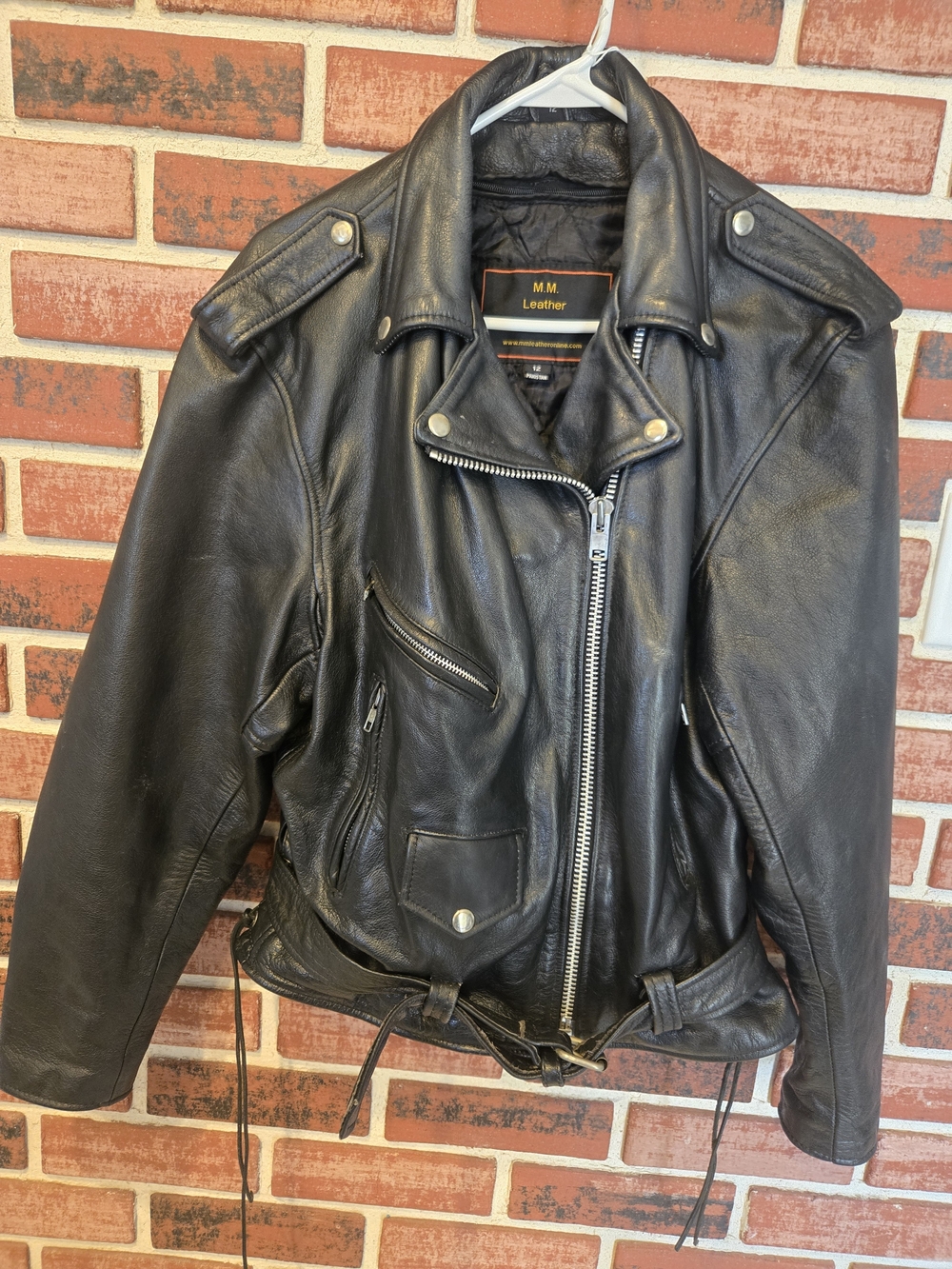 M&M'S Black Leather Moto Jacket with Silver Hardware